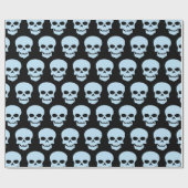 Papier Cadeau Bleu pâle sur crâne noir (Plat)