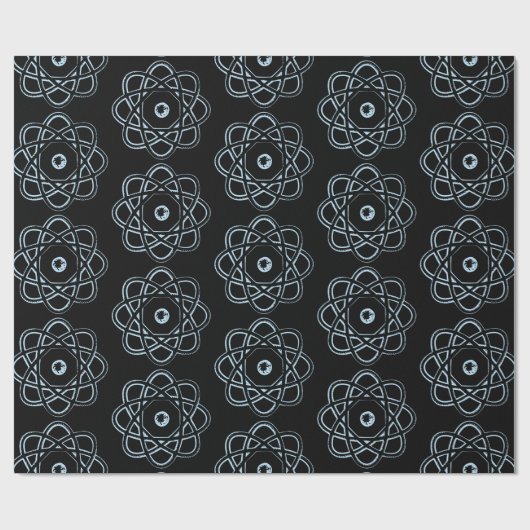 Papier Cadeau Bleu pâle sur les symboles d'atmosphère noirs (Plat)