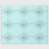 Papier Cadeau Bleu pâle Turquoise fleuri AMOUR Moderne Calligrap (Plat)