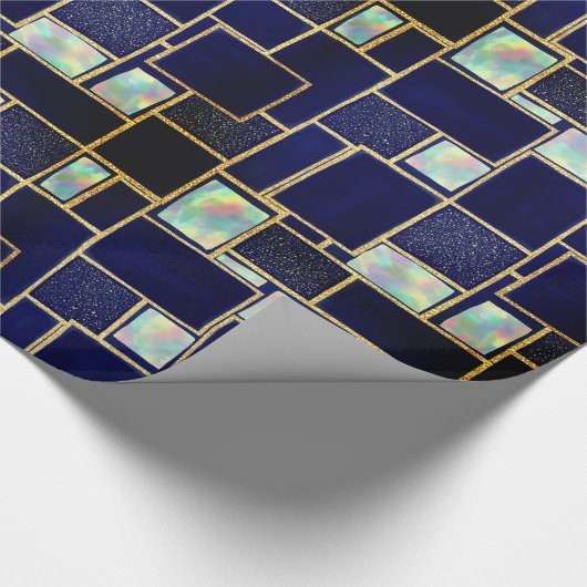 Papier Cadeau Bleu | Parties scintillant Faux moderne et papier (Coin)