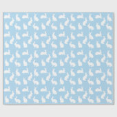 Papier Cadeau Bleu pastel avec motif de lapin blanc Pâques migno (Plat)
