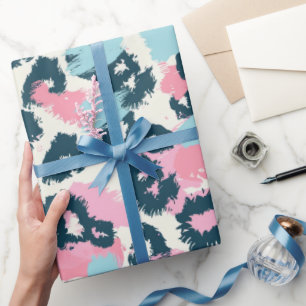 Papier Cadeau Bleu Pastel Leopard Spots