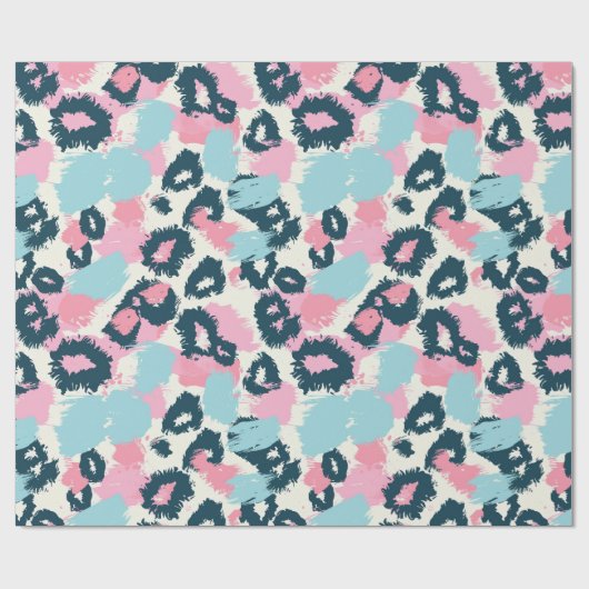 Papier Cadeau Bleu Pastel Leopard Spots (Plat)