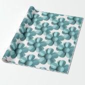 Papier Cadeau Bleu pastel rétro daisy MOD Fleur en fleurs (Déroulé)