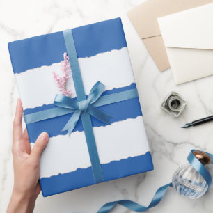 Papier Cadeau Bleu Perturbé Blancs Faux Écrasé
