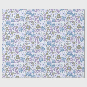 Papier Cadeau Bleu Pervenche & Fleur Sauvage Lavande