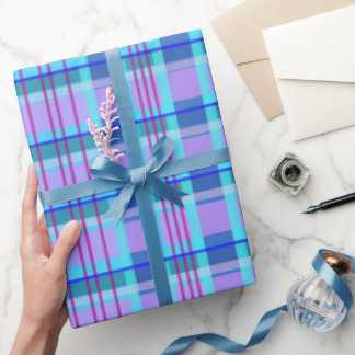 Papier Cadeau bleu plaid