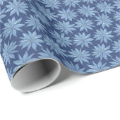 Papier Cadeau Bleu Poinsettia Minimal Classic Whimsy Noël (Coin rond)
