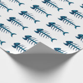 Papier Cadeau Bleu Poisson Os Cadeau Envelopper N'importe quelle (Coin)