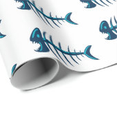 Papier Cadeau Bleu Poisson Os Cadeau Envelopper N'importe quelle (Coin rond)