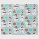 Papier Cadeau Bleu Polaire Ours Noël d'hiver (Plat)