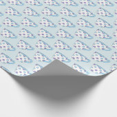 Papier Cadeau Bleu Polka Pot Tea Cups Imprimer (Coin)