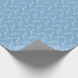 Papier Cadeau Bleu Poudre Crosse Blancs Blancs