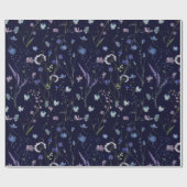 Papier Cadeau Bleu pourpre joli Fleur sauvage motif floral (Plat)
