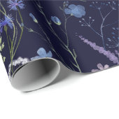 Papier Cadeau Bleu pourpre joli Fleur sauvage motif floral (Coin rond)