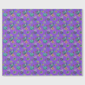 Papier Cadeau *~* Bleu pourpre Vert Motif Succulent (Plat)