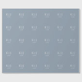Papier Cadeau Bleu Poussiéreux Monogramme Initial Minimal Tendan (Plat)