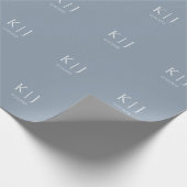 Papier Cadeau Bleu Poussiéreux Monogramme Initial Minimal Tendan (Coin)
