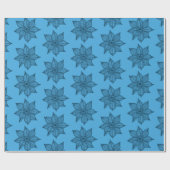 Papier Cadeau Bleu prussien sur bleu Fleurs Sketchy (Plat)