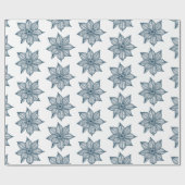 Papier Cadeau Bleu prussien sur Fleurs blanches (Plat)