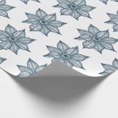 Papier Cadeau Bleu prussien sur Fleurs blanches (Coin)