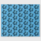 Papier Cadeau Bleu prussien sur Hibiscus bleu (Plat)