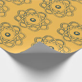 Papier Cadeau Bleu prussien sur Symboles d'Atom Jaune (Coin)