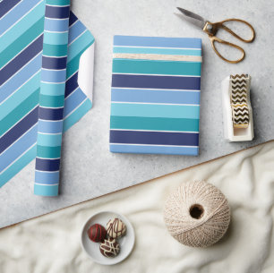 Papier Cadeau Bleu rayé