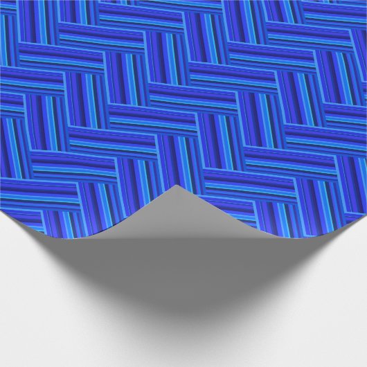 Papier Cadeau Bleu rayures double motif (Coin)