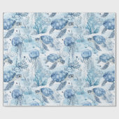 Papier Cadeau Bleu Rêvé sous le Baby shower marin (Plat)