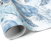 Papier Cadeau Bleu Rêvé sous le Baby shower marin (Coin rond)