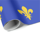 Papier cadeau bleu roi avec motif Fleur de Lys Or (Coin rond)