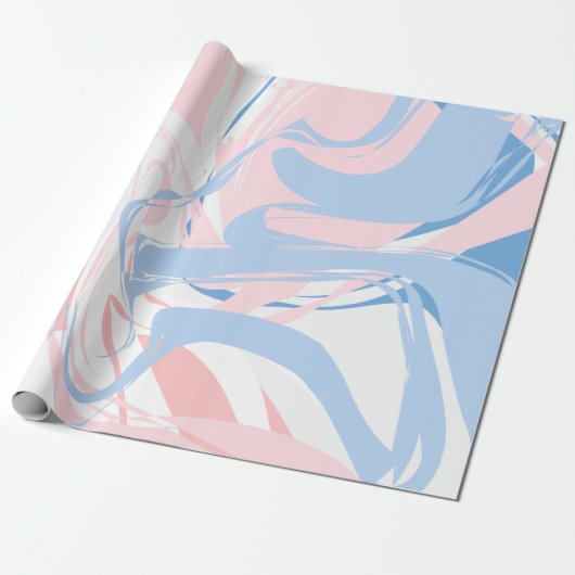 Papier Cadeau Bleu rose Bleu Marbre Swirl Abstrait bébé (Déroulé)