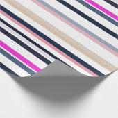 Papier Cadeau Bleu Rose et Rayures de Sable (Coin)