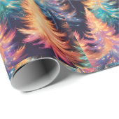 Papier Cadeau Bleu rose or Arbres légers Noël moderne (Coin rond)