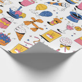 Papier Cadeau Bleu rose orange style manuscrit Anniversaire (Coin)