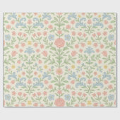 Papier Cadeau Bleu rose Vert Floral Classique Grandmillentenaire (Plat)