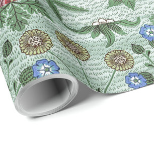 Papier Cadeau Bleu rose Vintage William Morris Daisy