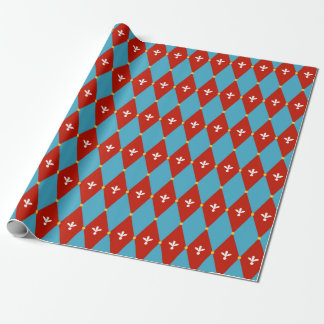 Papier Cadeau Bleu rouge Jacquard ou carreau Motif d'enveloppeme