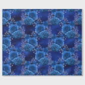 Papier Cadeau Bleu Royal et Fleurs Argentées (Plat)