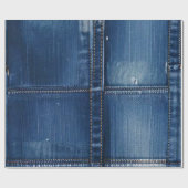 Papier Cadeau Bleu Rustique Denim Patchwork (Plat)