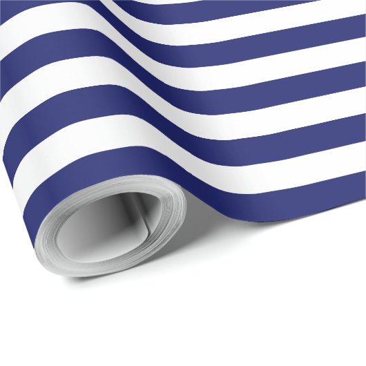 Papier Cadeau Bleu Sailor Stripe (grande échelle) (Coin rond)