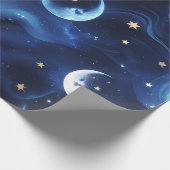 Papier Cadeau Bleu Saphir Lune Céleste (Coin)