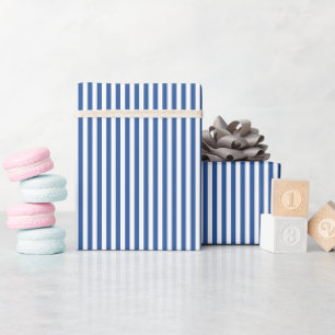 Papier Cadeau Bleu Saphir Moyen & Rayures Blanches