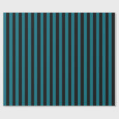 Papier Cadeau Bleu sarcelle et rayure verticale noire (Plat)