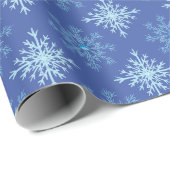 Papier Cadeau Bleu Snowflakes neige cadeau hiver (Coin rond)