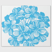 Papier Cadeau Bleu splendide fleurs de fleurs d'Hydrangée Botani (Plat)