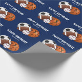 Papier Cadeau Bleu Sports Anniversaire (Coin)