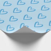 Papier Cadeau Bleu sur Bleu clair Coeurs dessinés Papier à envel (Coin)
