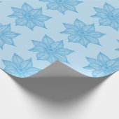 Papier Cadeau Bleu sur bleu clair Fleurs croquantes (Coin)
